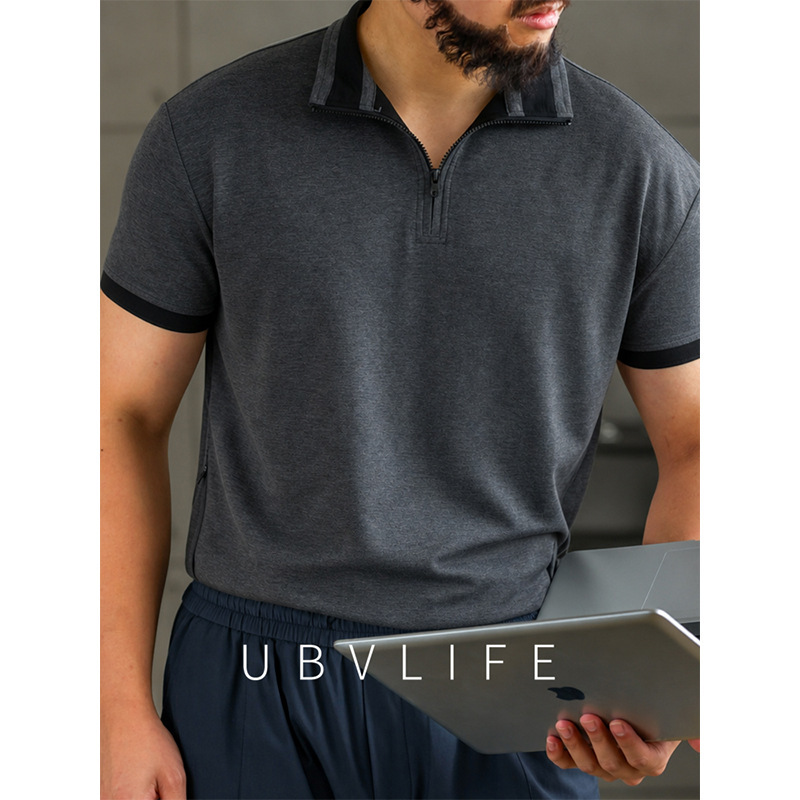 Old Money Style Modal Cotton Blend Color-Blocked Polo Shirt, New Summer Model, Moisture-Wicking, Cool and Breathable Casual Short-Sleeve T-Shirt