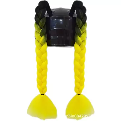 Motosiklet dəbilqələri a Hot-Selling Cross-Border Item - 1-pair-of-black-and-bright-yellow-ponytails