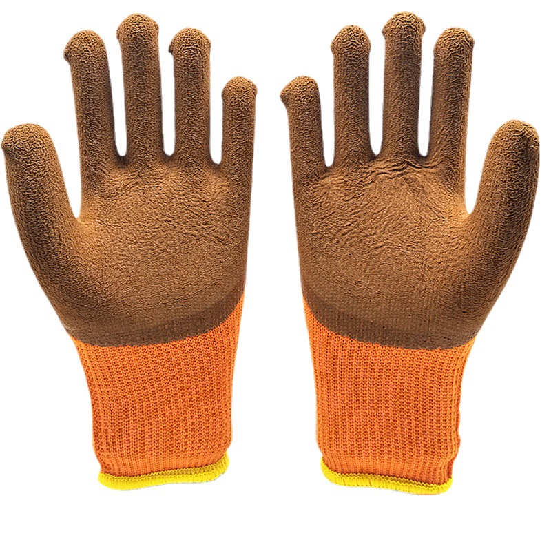 300毛圈发泡手套 加厚保暖半挂毛圈乳胶手套 工业防护劳保手套