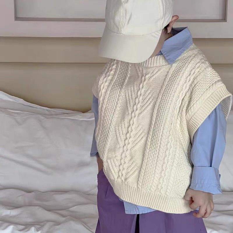 韩版套装2024春装男童学院风马甲背心儿童宝宝时髦洋气套头针织