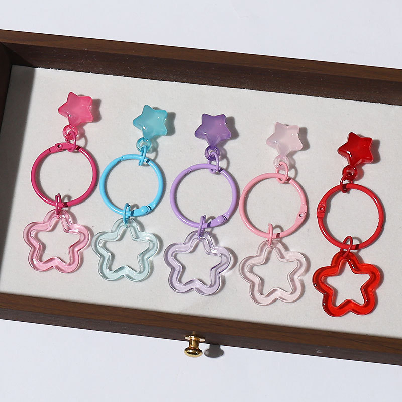 Korean-Style Sweet Acrylic Five-Pointed Star Book Ring Keychain Pendant DIY Doll Toy Bead Decoration Accessories