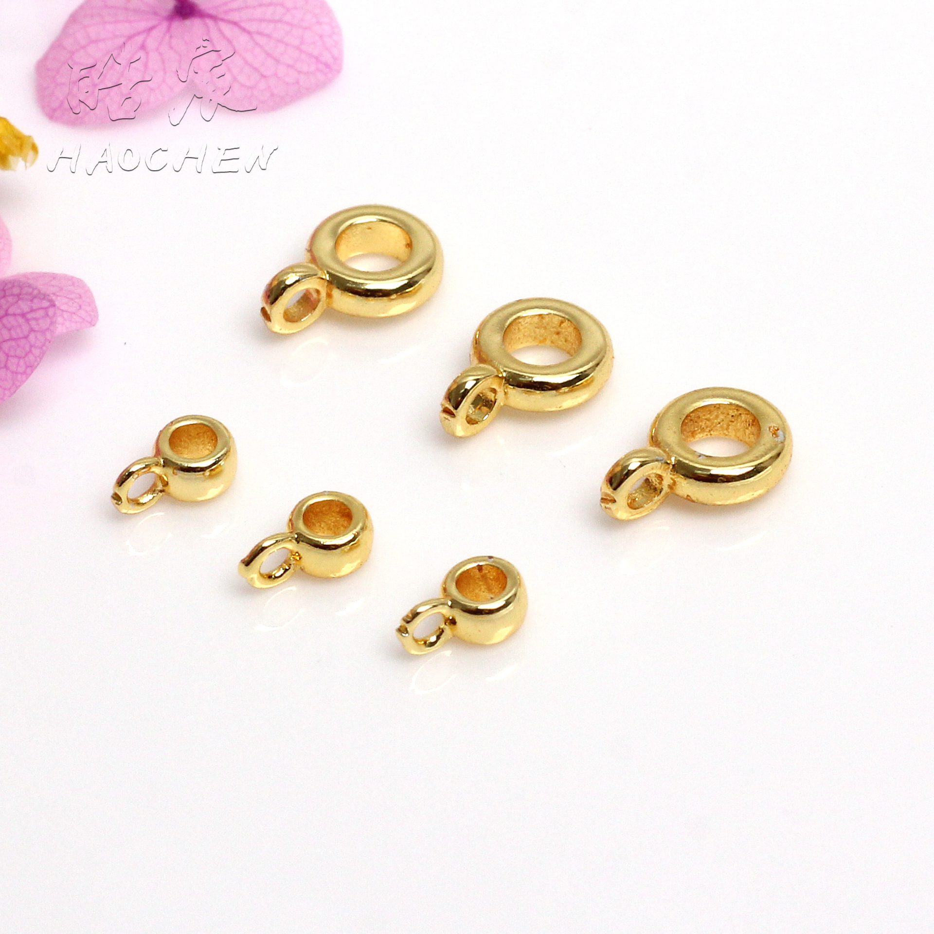 18K Gold-Filled Color-Preserving Round Pendant Link Ring DIY Jewelry Accessories Circle Pendant Clasp Bracelet Necklace Pendant Clasp