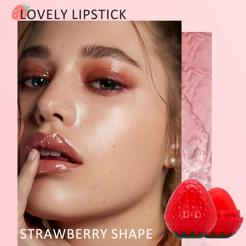 The new cross-border strawberry cute lip balm provides long-lasting moisture and helps to reduce lip lines. It is a lip base lip balm that makes your lips plump details Picture