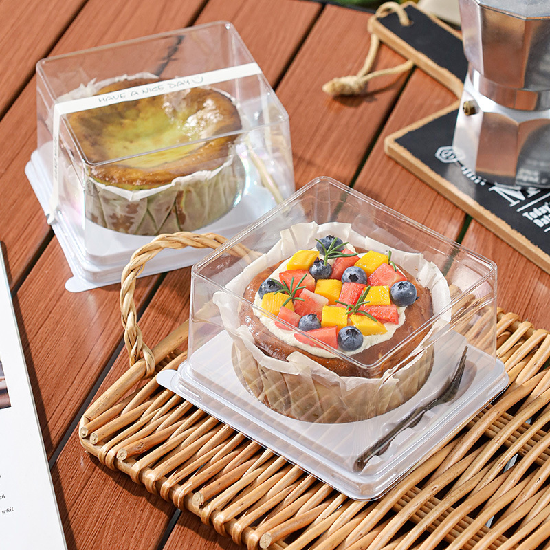 4寸装生牛乳蛋糕轻乳酪芝士透明防雾甜品打包盒巴斯克蛋糕包装盒