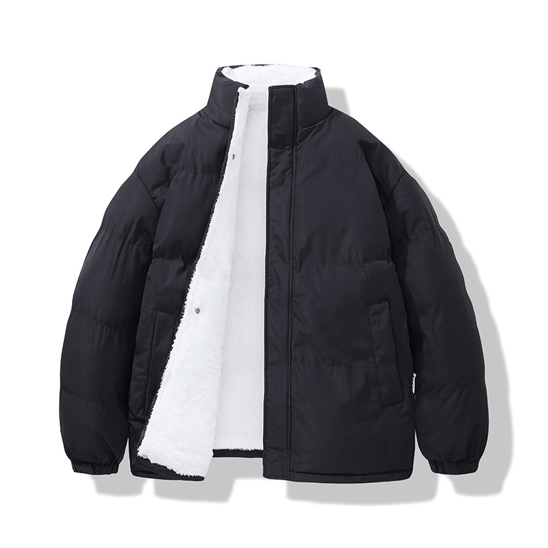 Chaqueta de algodón para hombres de invierno nuevo cordero más vello y pan grueso ropa de algodón de alta calle chaqueta de algodón cálida suelta