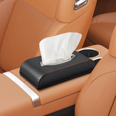 pattern car interior accessory, Car tissue box/set - seat-style-with-steel-ring-black