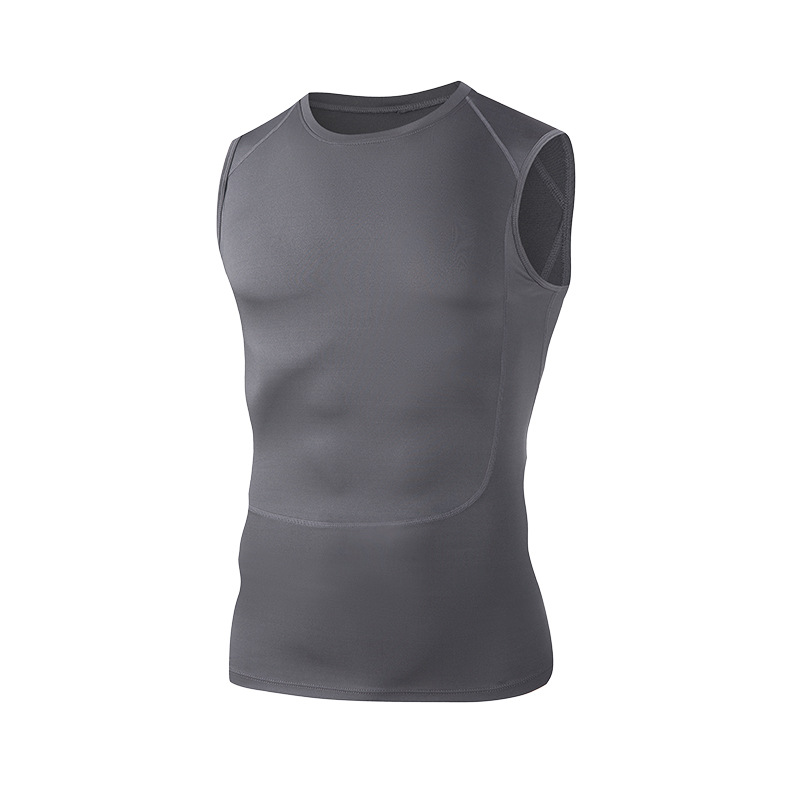 Trajes de maratón transpirables negros de baloncesto camiseta deportiva de cuello redondo en el hombro con chaleco de acondicionamiento físico de secado rápido para hombres