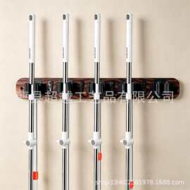 木质壁挂式拖把置物架 浴室扫把收纳架 车库工具储物整理架
