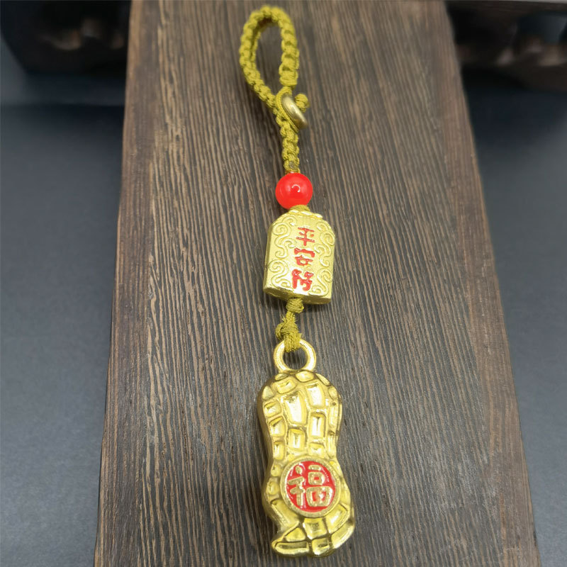 新しい国民トレンド絶妙なキーホルダー古代スタイルの安全ひょうたん車のキーホルダーペンダントユニセックス祝福ギフト|undefined