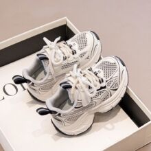 儿童女童新款透气魔术贴运动鞋百搭老爹鞋轻便单网网面春秋儿童鞋