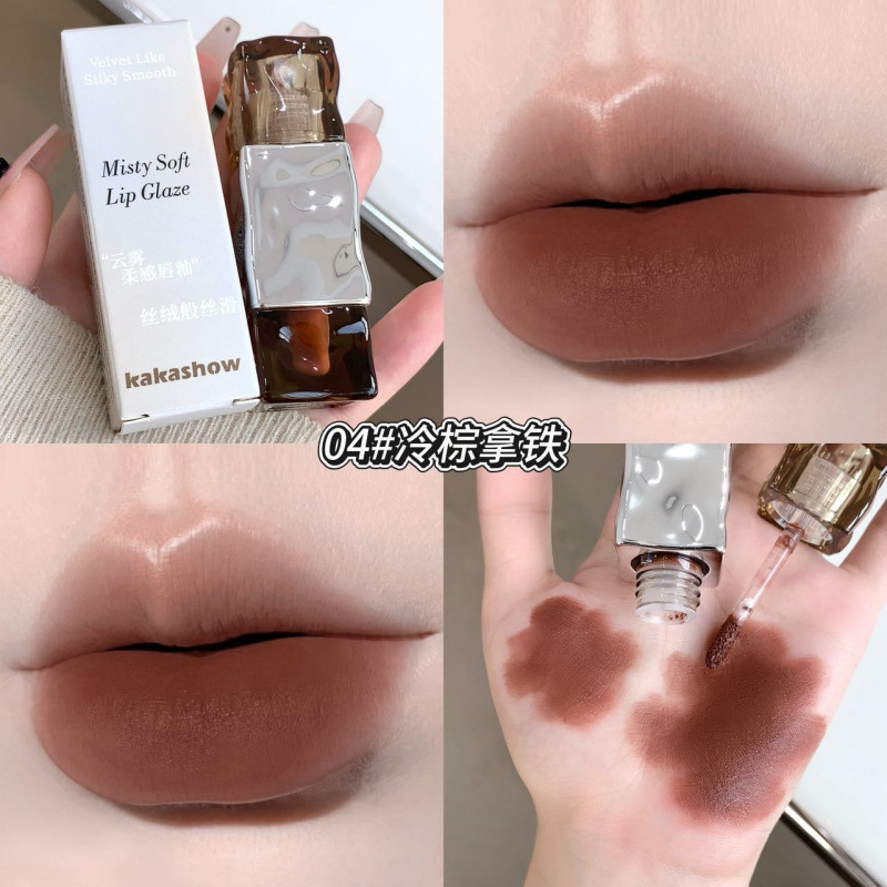 Kakashow nubes esmalte labial suave niebla superficie mate terciopelo color duradero no seco blanqueamiento labial al por mayor