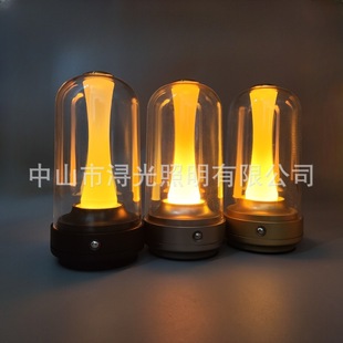 Cross-Border Led Table Lamp Camping Style Lamp Bedside Decorative Table Lamp Scandinavian Modern Minimalist Bedroom Table Lamp Stepless Dimming