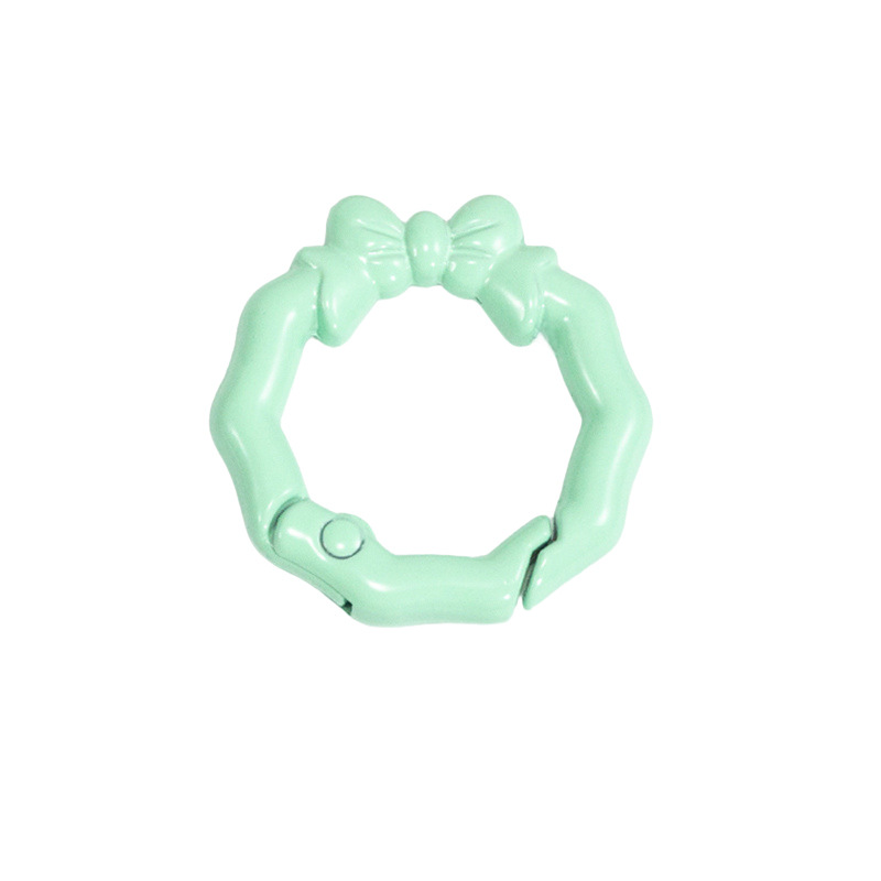 花環スプリングバックル円形開口環蝶結びスプリングリングキーホルダーDIY部品合金接続リング卸売り