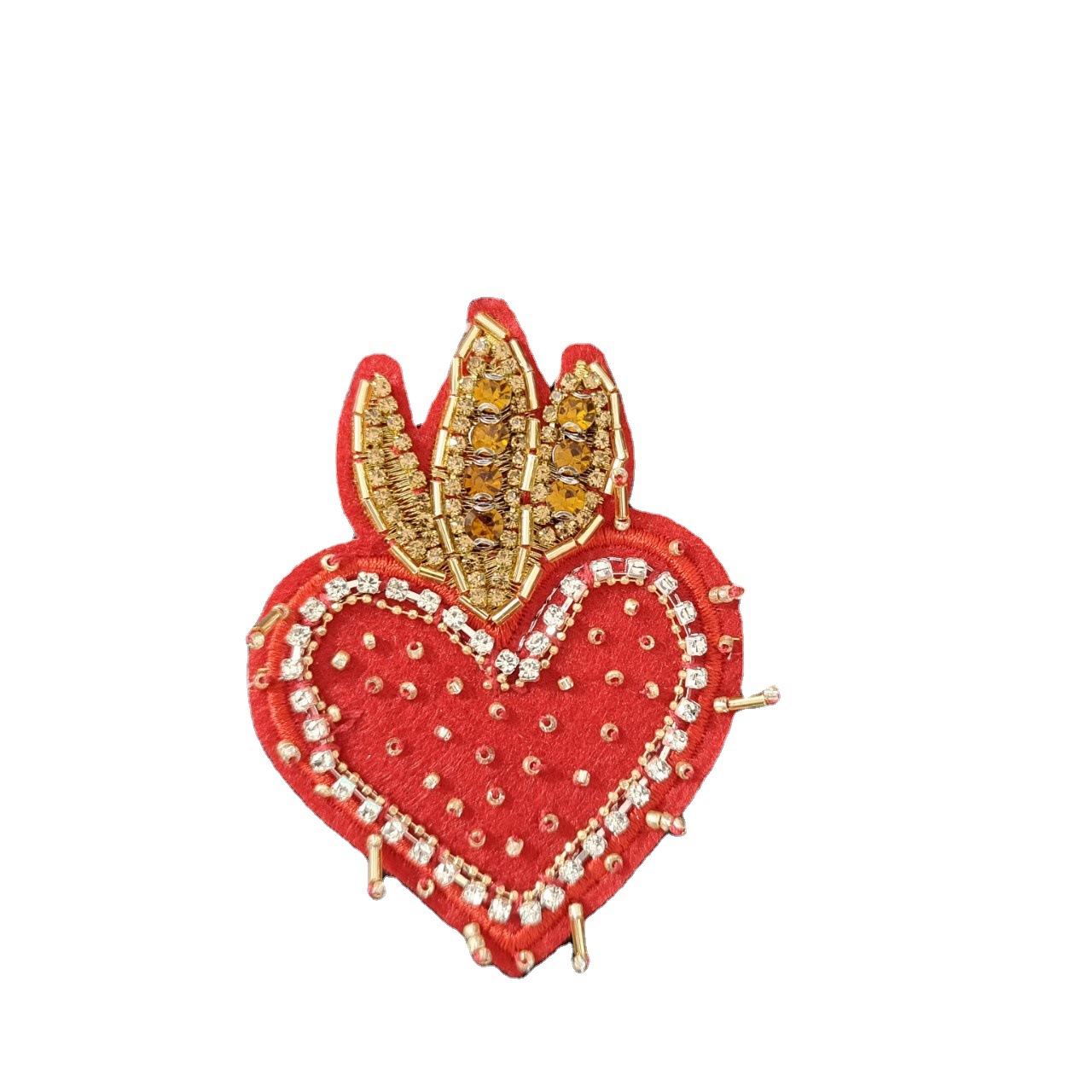 Venta al por mayor en stock hecho a mano con cuentas amor tela pegatinas ropa decorativa accesorios DIY parche pegatinas rhinestone rojo bordado pegatinas