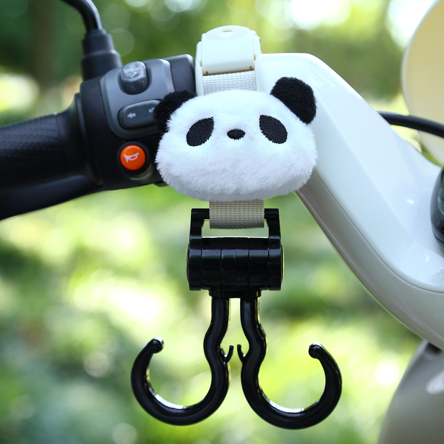 Other Electric Vehicle Accessories – Universal Double Hook - beige-double-hook-black-and-white-panda-plush-extended-45cm