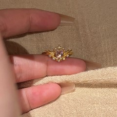 小红书爆款魔法少女爱心粉色锆石少女叠戴高级感轻奢戒指一件代发