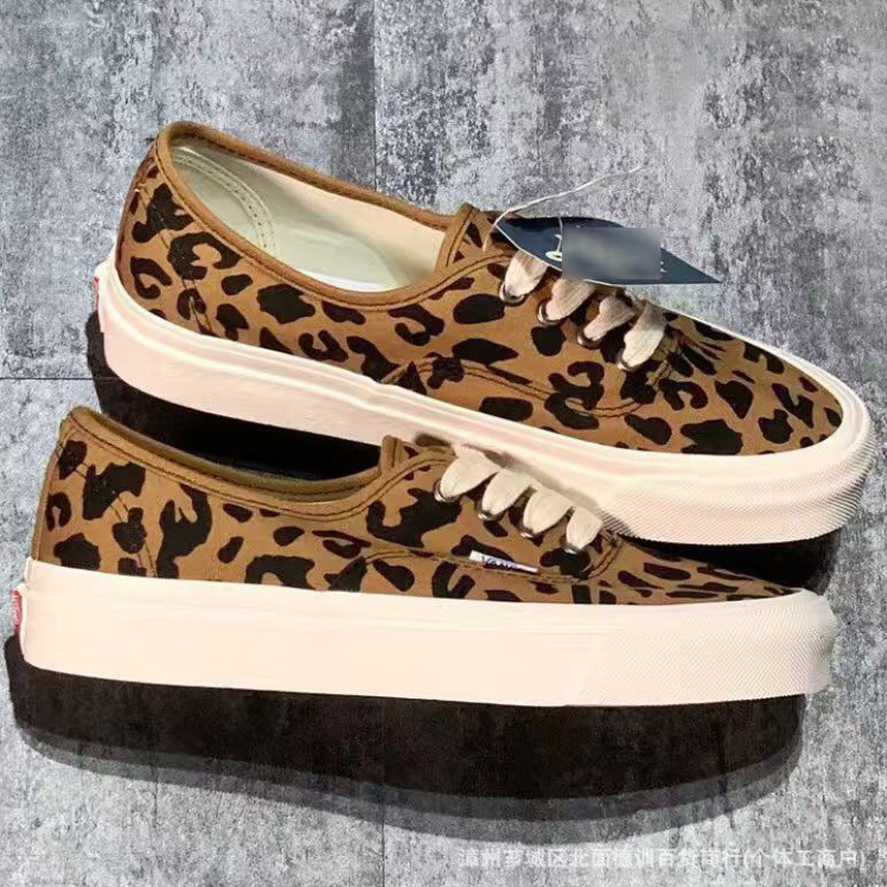 Putian Shoes Vans Leopard Print Women's Shoes Printed Checkerboard Era Low-Top Summer Skateboard Shoes Canvas Shoes