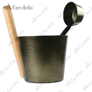 Premium Export Sauna Aluminum Bucket Aluminum Spoon Bamboo Handle 5L Anodized Tapered Aluminum Bucket Military Green