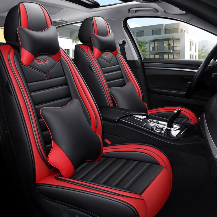 New Nappa Leather Car Seat Cushion, Universal for All Seasons, Fully Enclosed Seat Cover, Summer Machine-Knitted Ice Silk Breathable Internet Celebrity Car Cushion