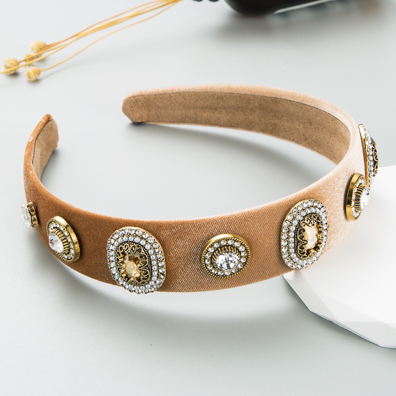 Fashion Geometric Cloth Inlay Rhinestone Hair Band display picture 4