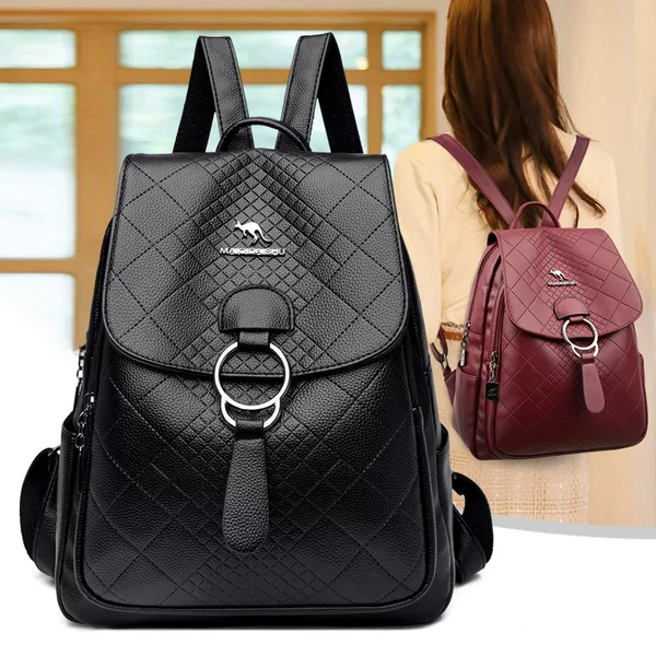 Backpack Women's Fashionable New Korean Style Simple Student Schoolbag High-End Lightweight Soft Leather Business Travel Backpack