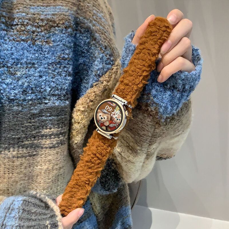 For Huawei GT5 Strap Teddy Plush Ring Strap Huawei Gt4 Strap Autumn and Winter Creative GT3 Watch Strap