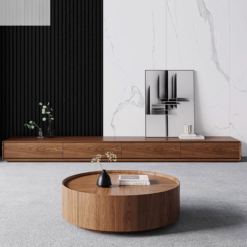 Walnut Color Cabinet Tv Cabinet Walnut Color Small Apartment Internet Celebrity Living Room Bedroom Ultra-Narrow All Solid Wood Floor-Standing Floor-Standing Platform