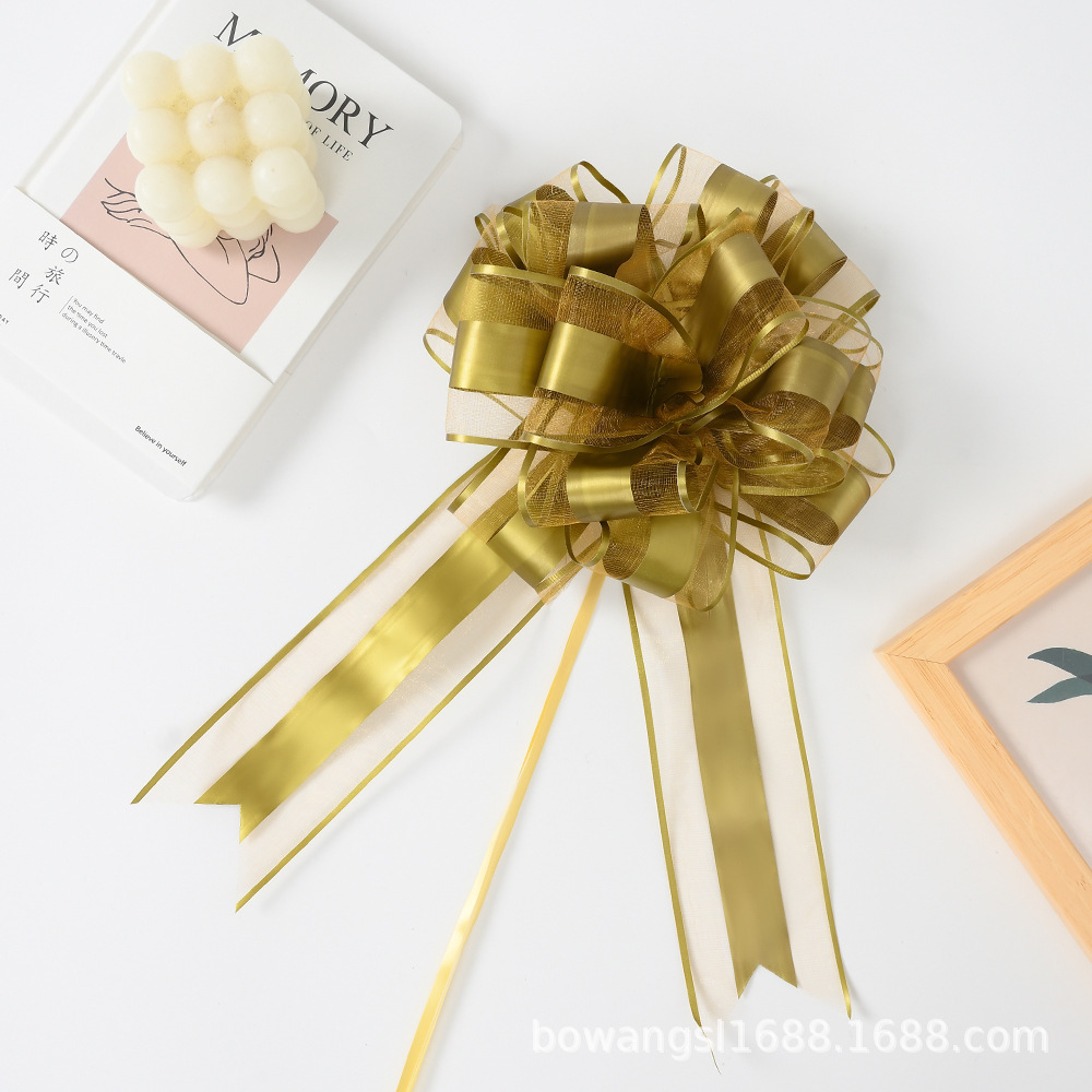 Transfronterizo extra grande 6.4 Macarons de color liso y elegante, gasa de nieve alargada, flor de dibujo, coche de boda, canasta de frutas, decoración de apertura, color de dibujo