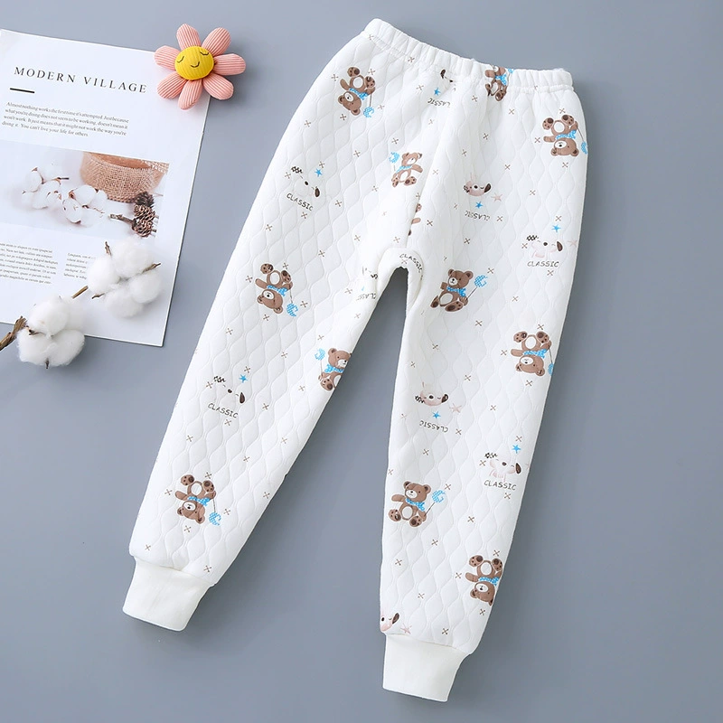 Children's winter quilted keep warm cartoon trousers for men and women, increased thickness