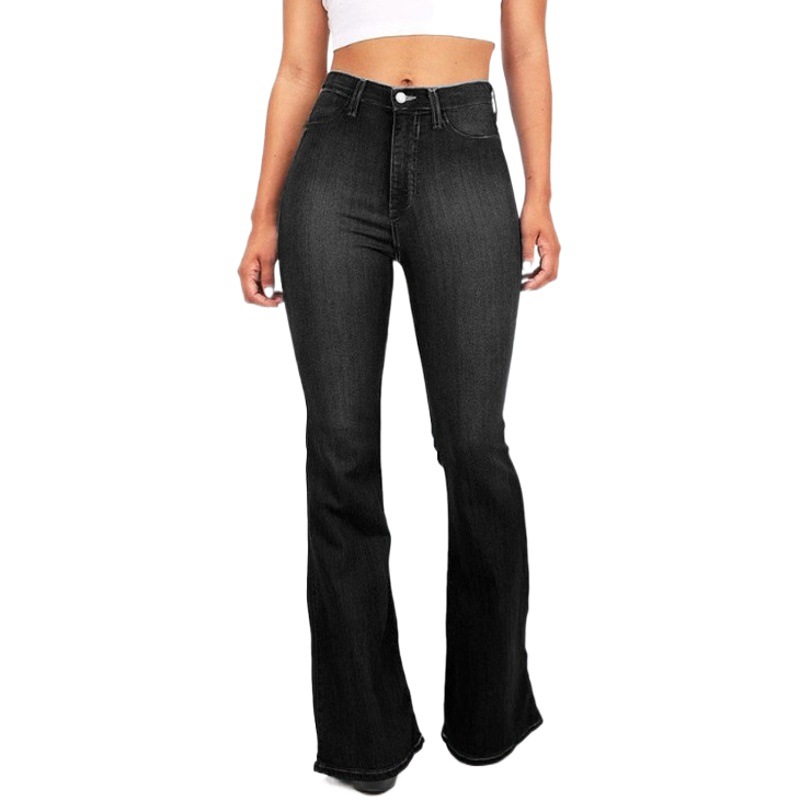 Europa y América del Comercio Exterior de cintura alta pantalones vaqueros flacos de las mujeres de primavera y otoño de pierna ancha adelgazamiento largo acampanado pantalones de verano
