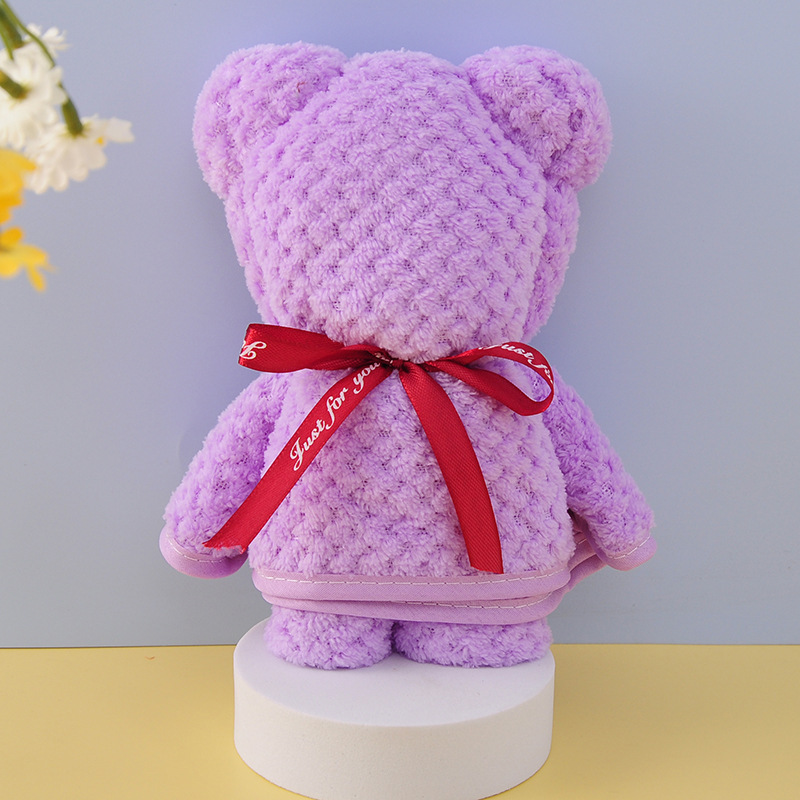 파인애플 체크무늬 보라색 곰