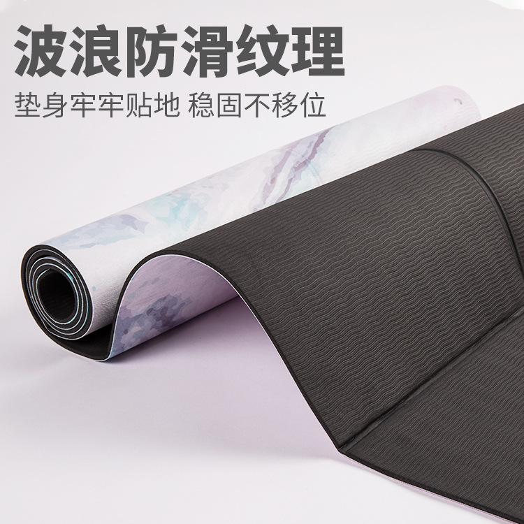 Padilla de yoga plegable TPE al por mayor impresión de gamuz absorción de sudor antideslizante portátil fabricante de yoga ligero