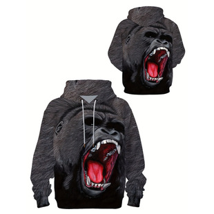 Y 98964 Leopard Head Print Hoodie �����^ӡ���l�¿羳���u