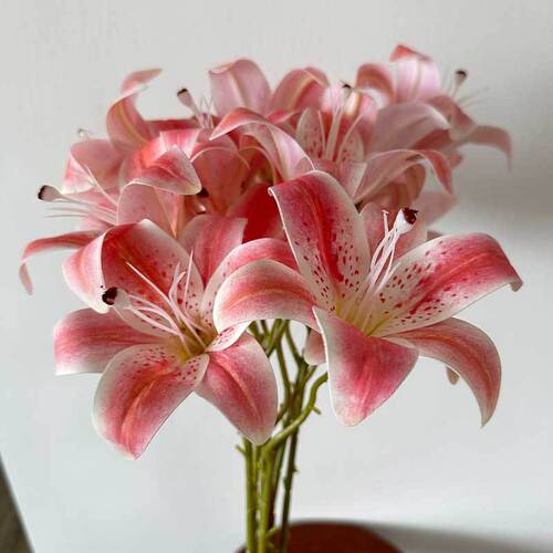Double-headed lily simulation flower wedding wedding decoration flower material film fake flower path lead flower arrangement living room decoration