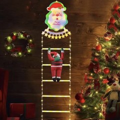 国境を越えた新しいLEDクリスマス防水はしごランプサンタクロースが階段を登るクリスマス装飾シーンに雰囲気ランプを配置する