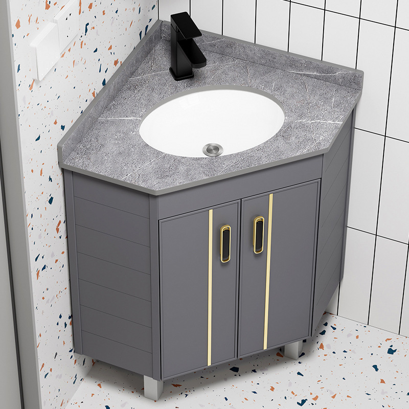 Piso lavabo gabinete combinación pequeño apartamento baño triángulo mesa de lavado esquina lavabo piscina