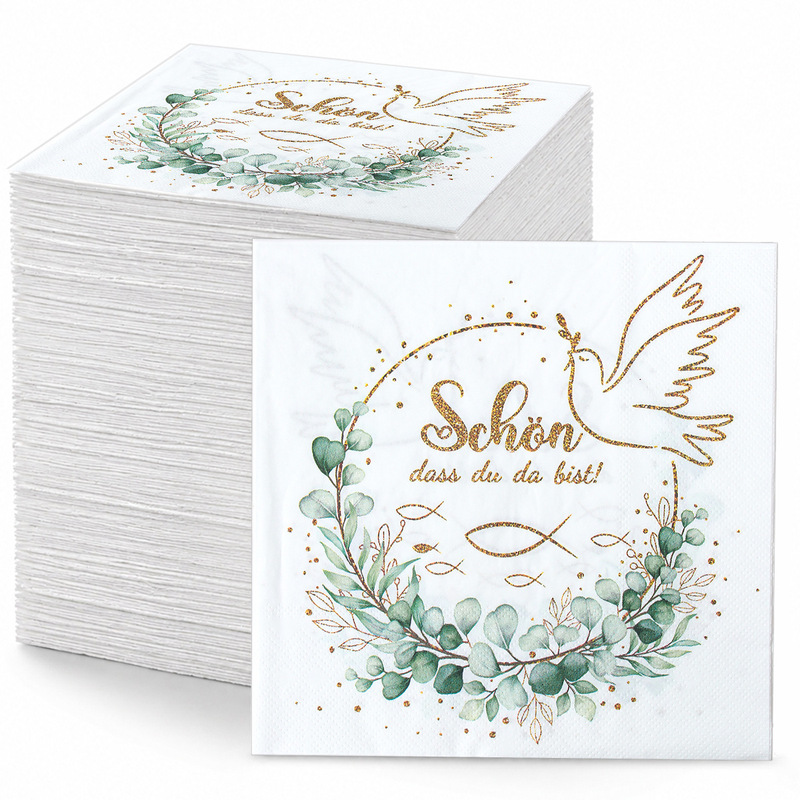 Cross-Border Supply of Communion Napkins with Cross Print, Disposable Napkins for Holiday Parties and Baptism Celebrations