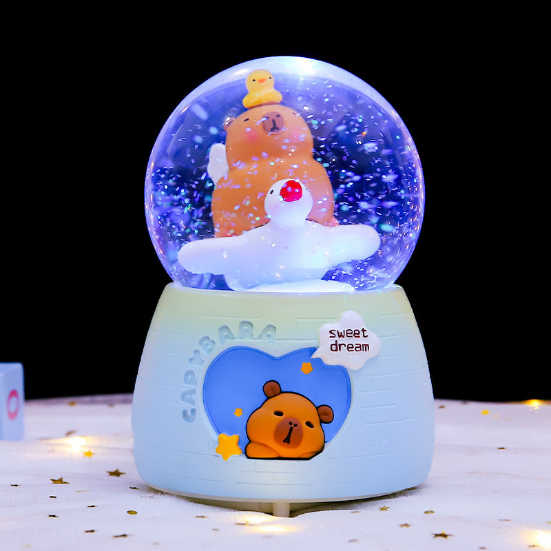 Nuevas estrellas de dibujos animados desean decorar bolas de cristal nieve brillante atmósfera interior de ocho cajas de sonido regalo para estudiantes