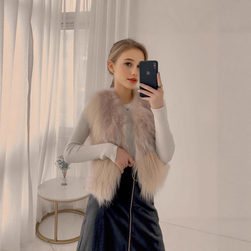 Fur Vest for Women 2025 Autumn and Winter New Korean Style Imitation Fox Fur Vest Short Plush Velvet Jacket Slimming Look Vest Fur Vest for Women 2025 Autumn and Winter New Korean Style Imitation Fox Fur Vest Short Plush Velvet Jacket Slimming Look Vest