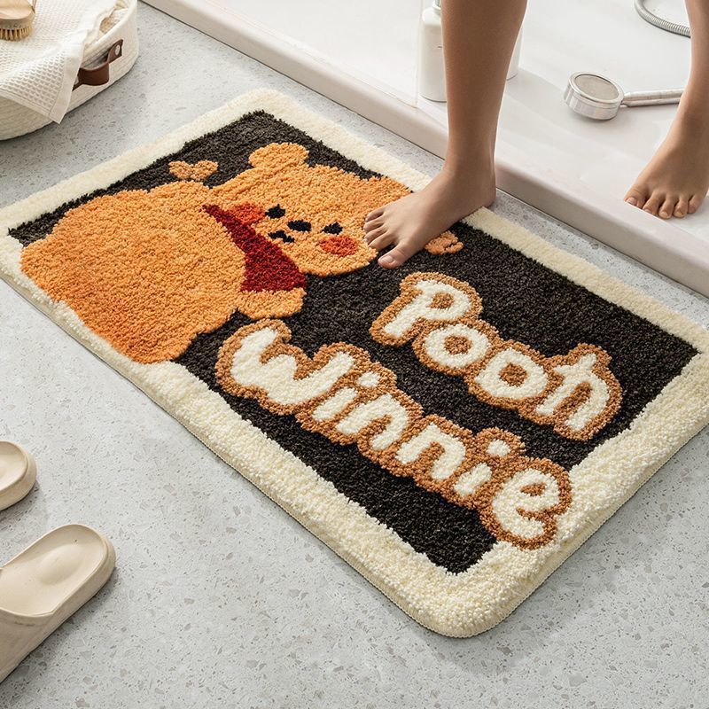 Cartoon Household Bathroom Floor Mat Toilet Water Absorbent Non-slip Foot Mat Toilet Toilet Easy to take care of Imitation Cashmere Floor Mat