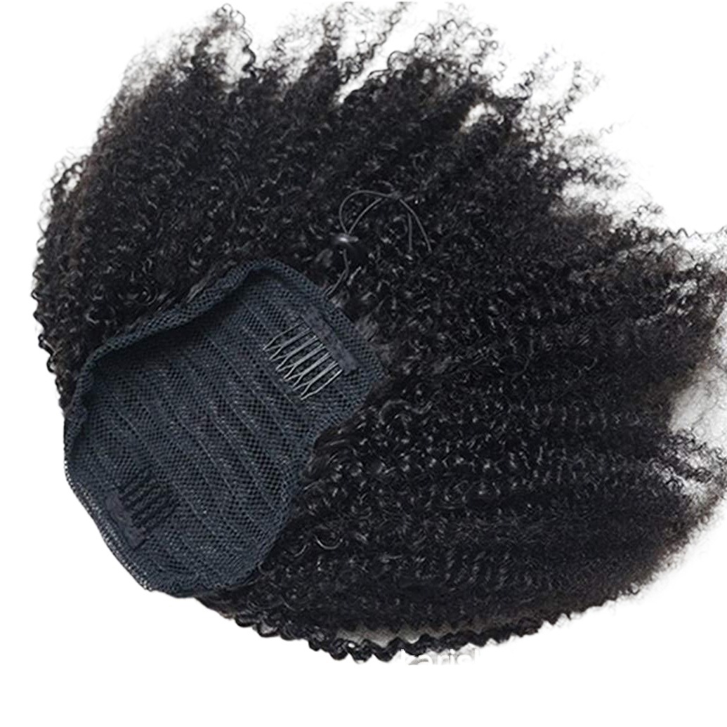 Afro Kinky Curly Cola de caballo Peluca de cola de caballo cabello humano real cabello humano afro rizado