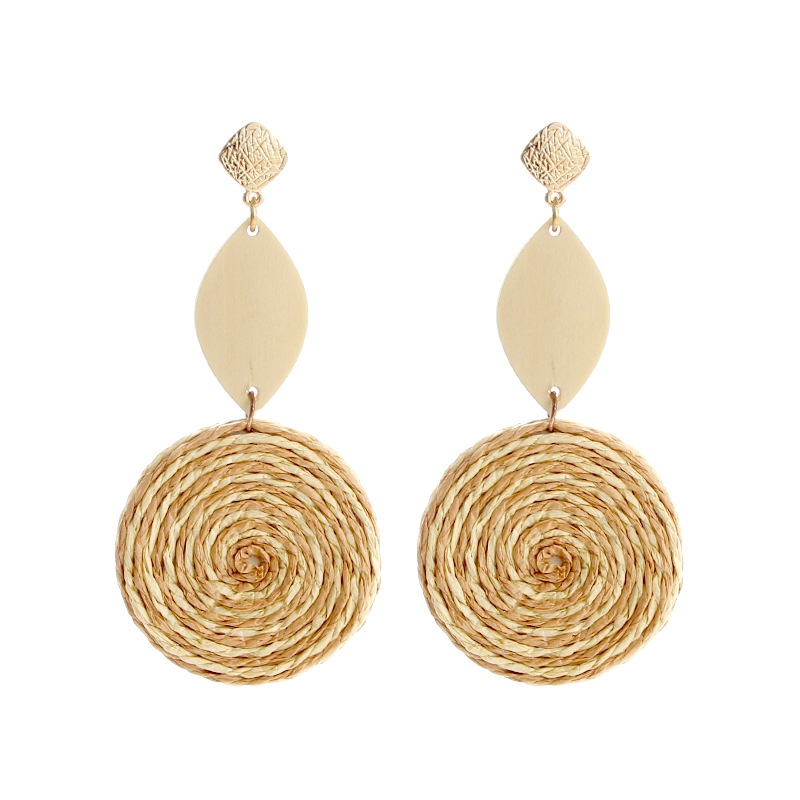 Holiday Occasion 1 Pair Vacation Round Rattan Handmade Women's Drop Earrings
