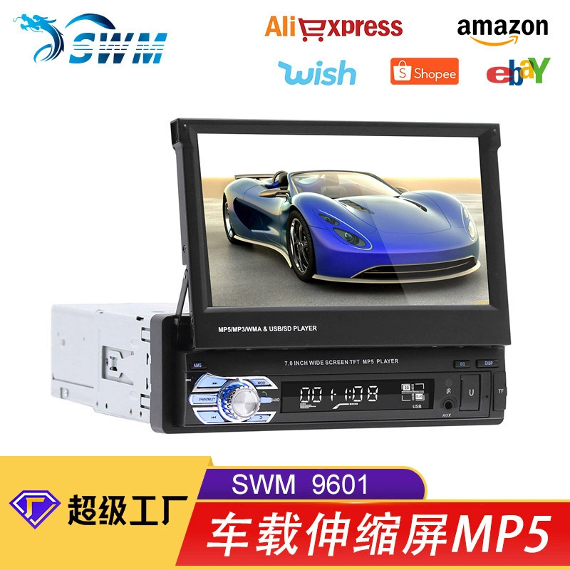 9601 выдвижной 7inch автомобильный MP5-плеер с Bluetooth-вызовом, приоритет заднего хода с MP3-радио