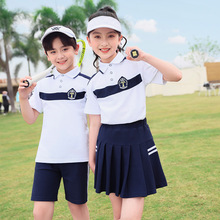 幼儿园园服夏季新款短袖儿童运动学院风套装小学生团体班服校服潮