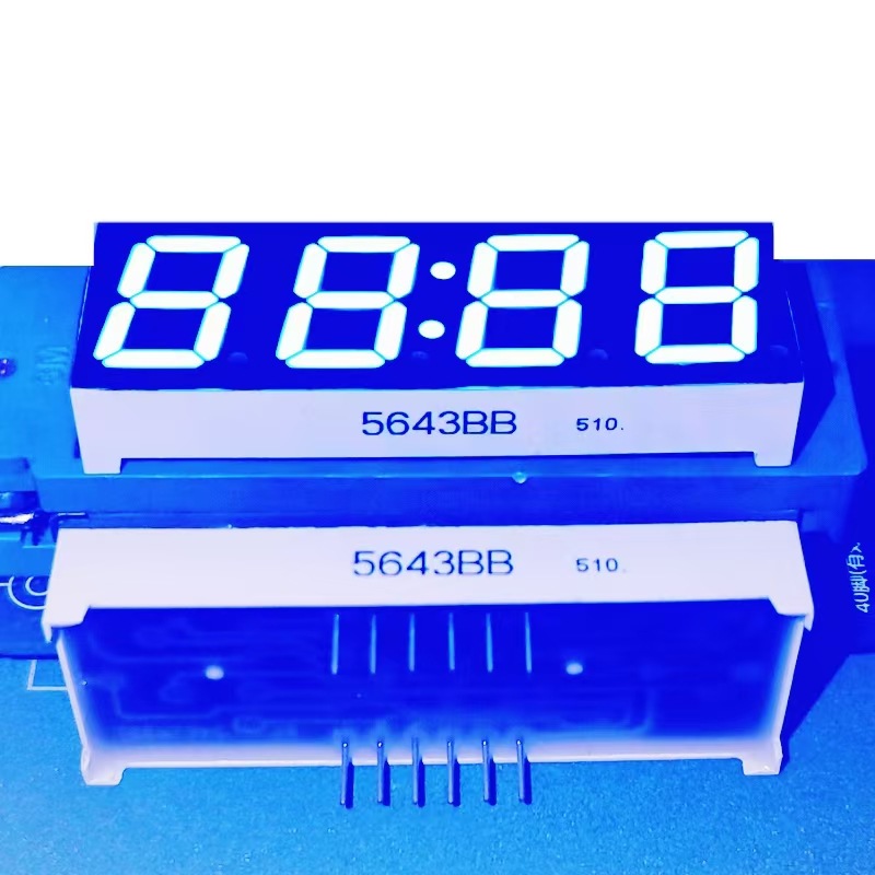 LED数码管0.56英寸4位带时钟点5643AB共阴5643BB共阳高亮蓝色