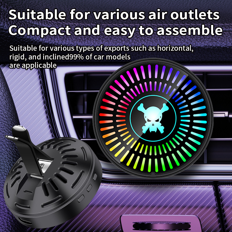 Automóvil redondo RGB pickup luz 3D música de automóvil aroma de audio LED escritorio de automóvil atmósfera aroma image 2