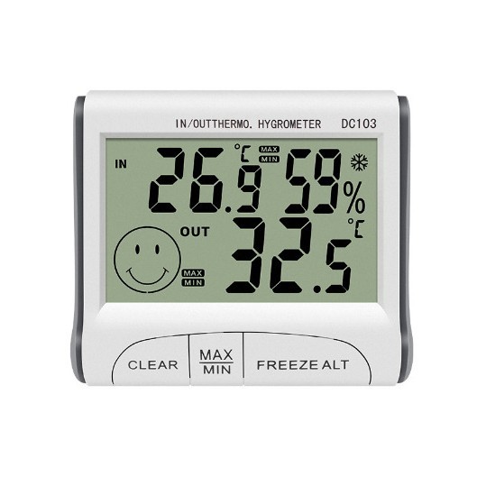 升级款DC103温度计 室内外温湿度计 带时钟迷你温度计带探头