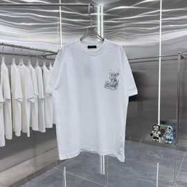 天花版跨境外贸驴家夏季新款字母刺绣烟雾印花宽松百搭短袖t恤男