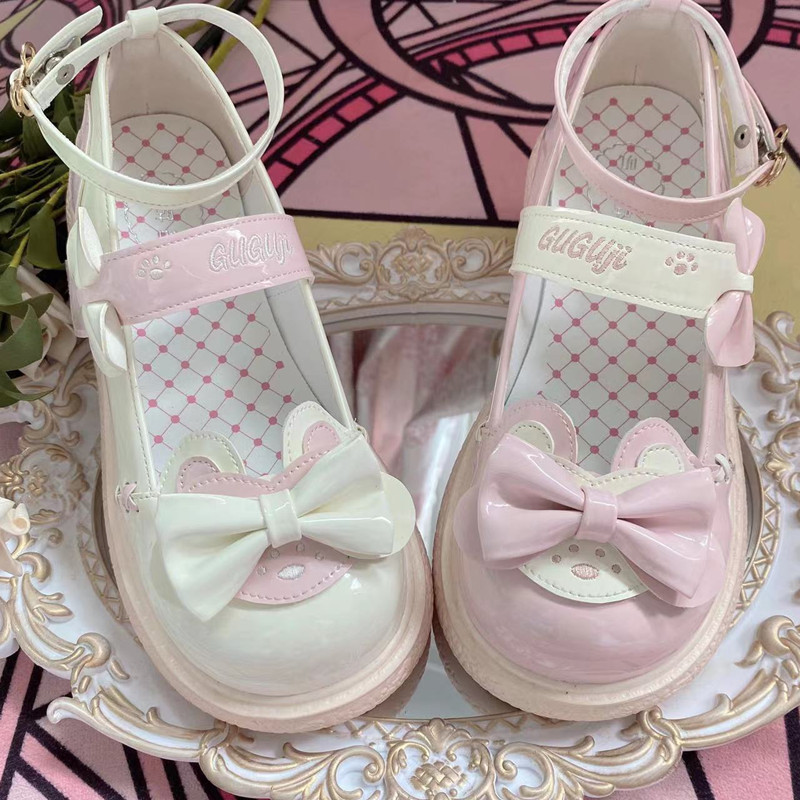 Goo Goo Bear Original Cute Japanese Lolita Big Head Small Leather Shoes College Style JK Soft Girl Student Flat Lo Shoes