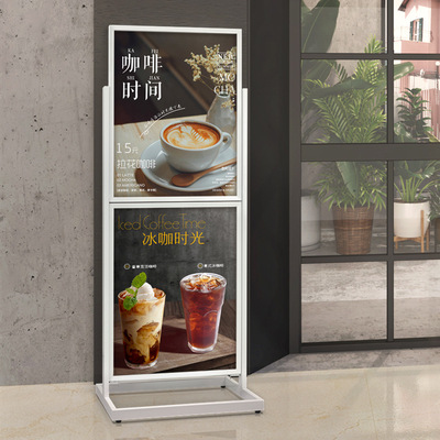 厂家批发商场广告展架铁艺户外防风落地立式双面海报架服装店kt板